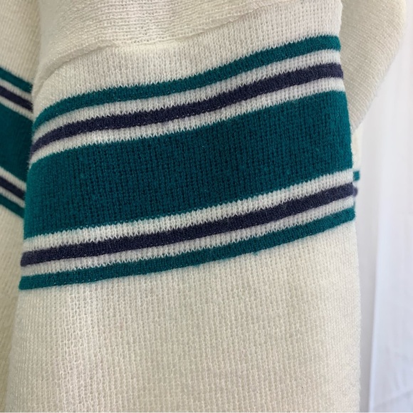 ‼️SALE‼️ 2/$25 Vintage Crew Neck Sweater with Green and Purple Stripes - Picture 7 of 9